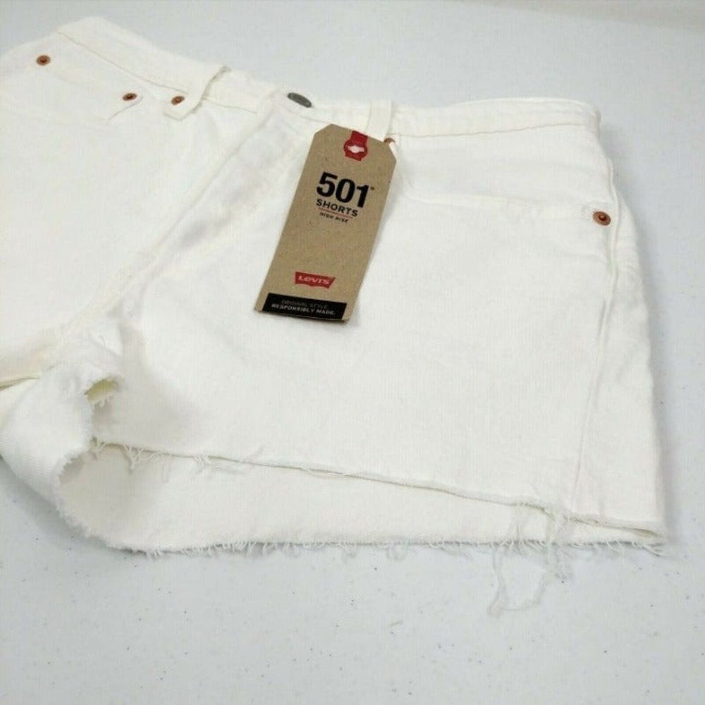 Levi's Women's 501 Cut Off Shorts Size 30 Off Whit - Picture 6 of 11
